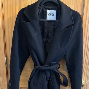 Zara Elegant Black Wrap Coat
